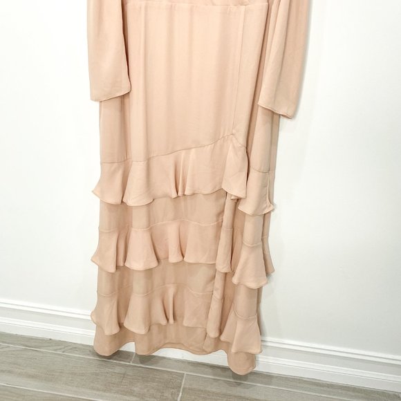 Fame and Partners Darla Dress Maxi Ruffle Gown Long Sleeve Heavy Georgette Sz 22 - Picture 14 of 16